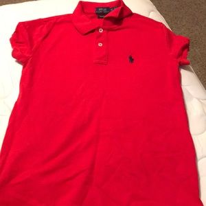 Red polo top